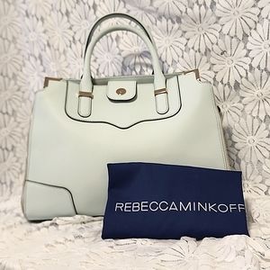 Rebecca Minkoff light blue leather satchel with strap